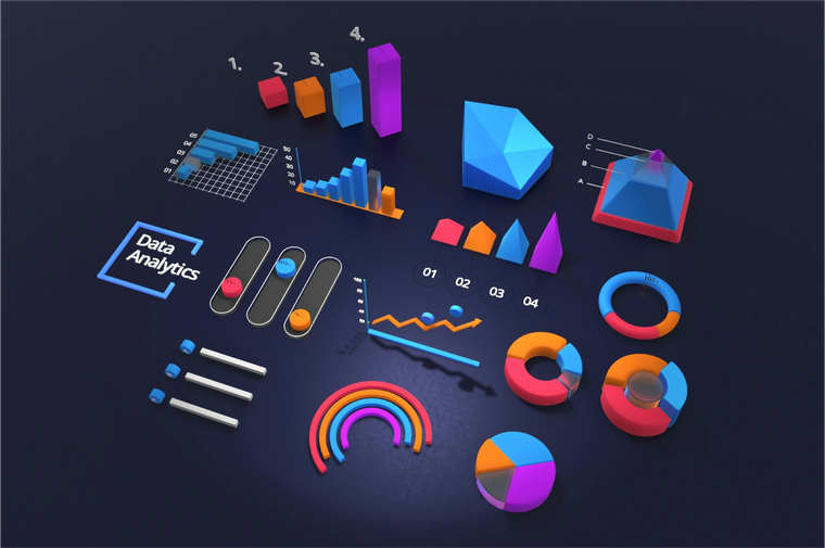 3d render of reporting and analytics visualisation