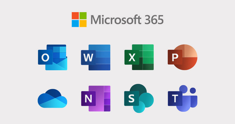 Microsoft 365 logo with their base product offerings