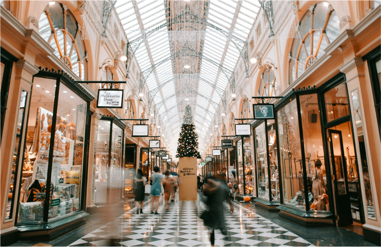 Block Arcade in Melbourne - a fancy set of shops.